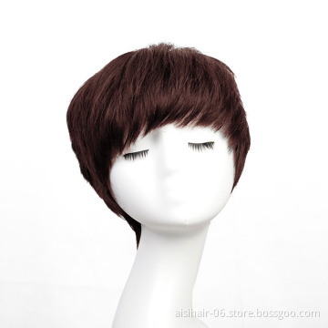 Aisi Hair Cheap Bob Machine Made High Quality Natural Brown Pixie Cut Brazilian Human Hair Very Short Wigs